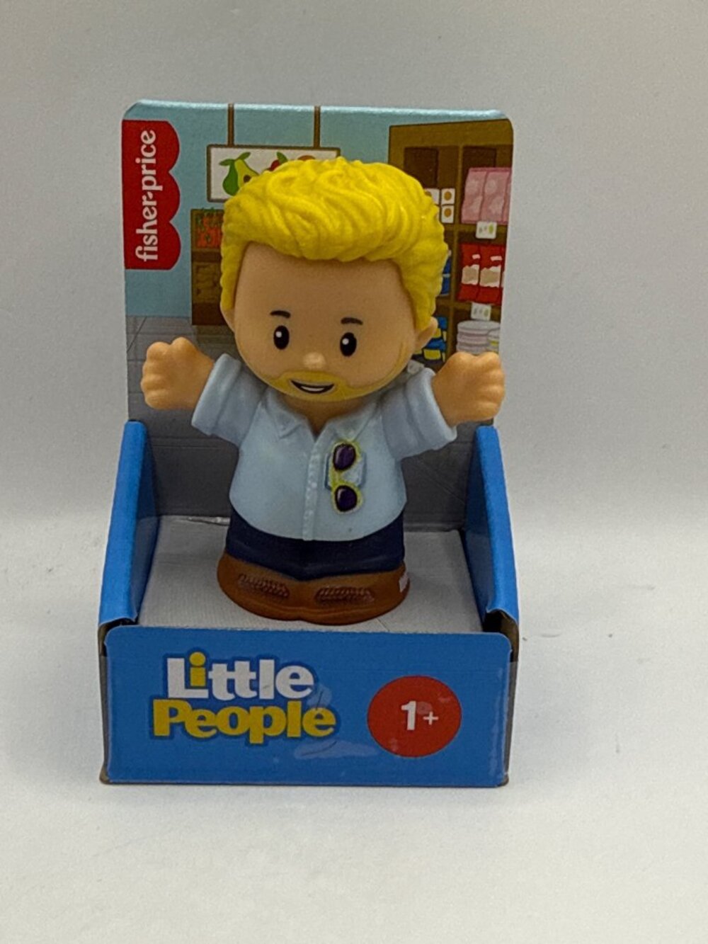 Fisher-Price Little People Casual Dad Figure Blonde Beard Sunglasses NIB HJW72